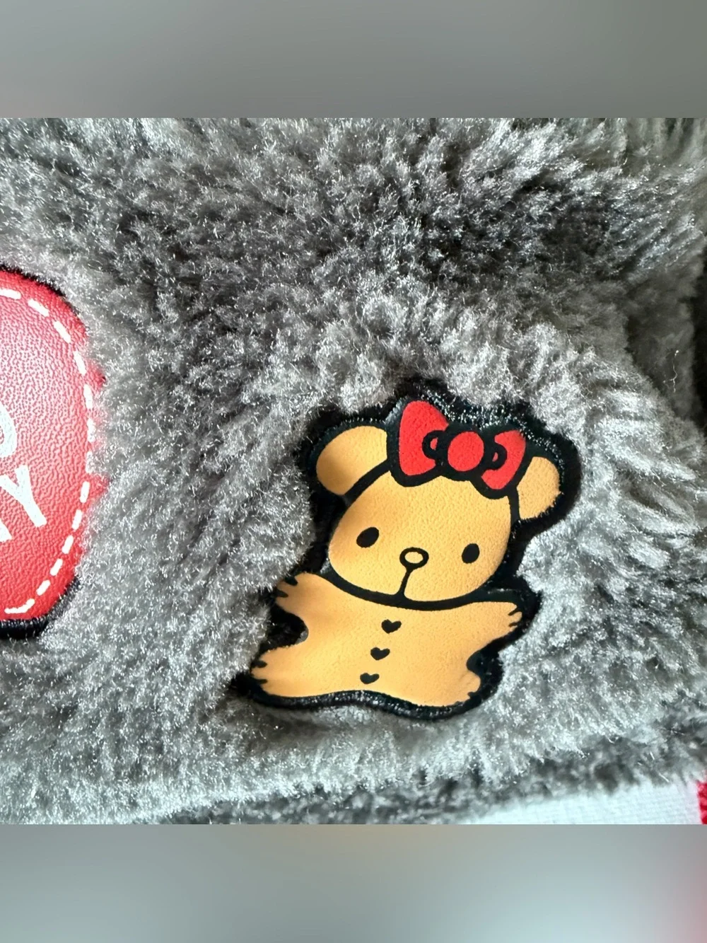 SANRIO HELLO KITTY 2017 Plush Kids Backpack Dark Gray Cat Heart Teddy 11
